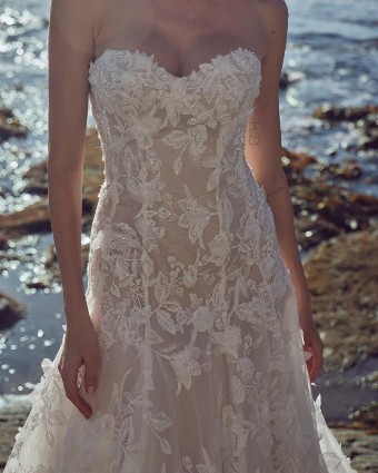Calla Blanche Lavinia 3D Lace Drop-Waist A-Line Wedding Dress with Sweetheart Neckline #2 thumbnail