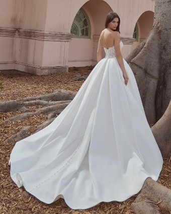 Calla Blanche Betty Lace and Satin Ball Gown Wedding Dress with Detachable Bows by L'amour #1 default thumbnail